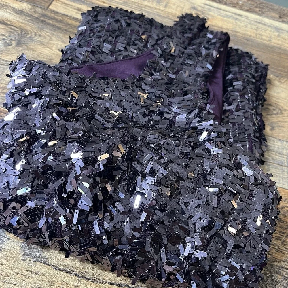 Suzi Chen for Maggy Boutique Sequin Mini Dress Womens 14 Purple Cocktail Party